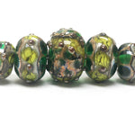 10503911 - Five Graduated Dark Green w/Silver Foil Beads