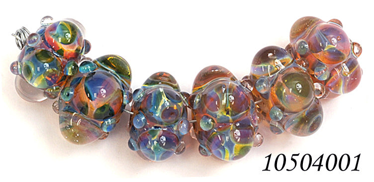 10504001 - Six Multi-Colored Rondelle Beads