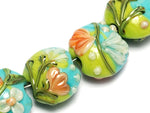 10504302 - Seven White w/Orange Flora  Lentil Beads