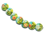 10504302 - Seven White w/Orange Flora  Lentil Beads