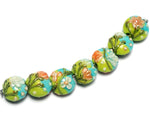 10504302 - Seven White w/Orange Flora  Lentil Beads