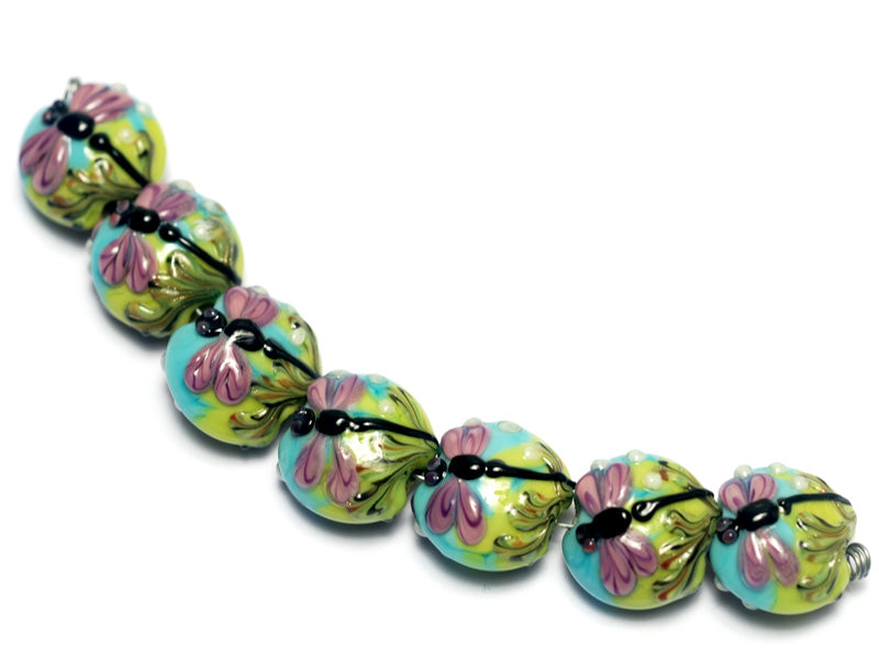 10504402 - Seven Purple Dragonfly Lentil Beads