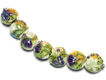 10504502 - Seven White w/Purple Flora Lentil Beads