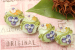 10504512 - Four White w/Purple Flora Lentil Beads