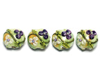 10504512 - Four White w/Purple Flora Lentil Beads