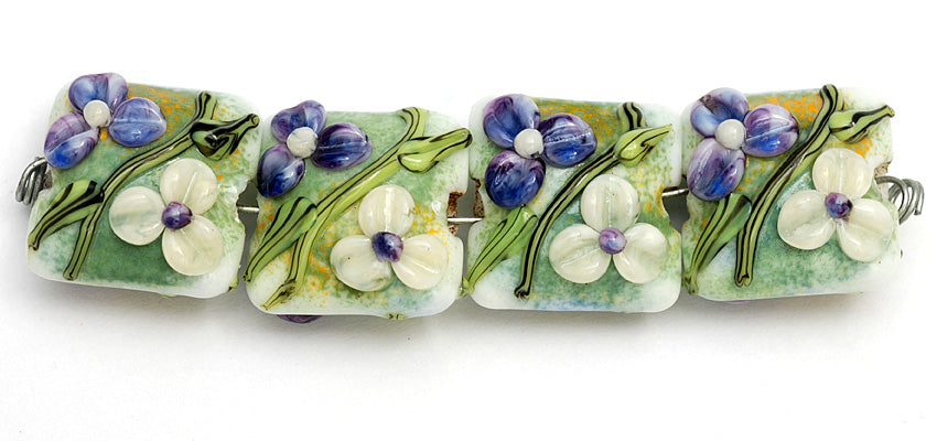 10504514 - Four White & Purple Flora Pillow Beads