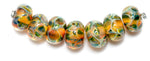 10504701 - Seven Green & Orange Rondelle Beads