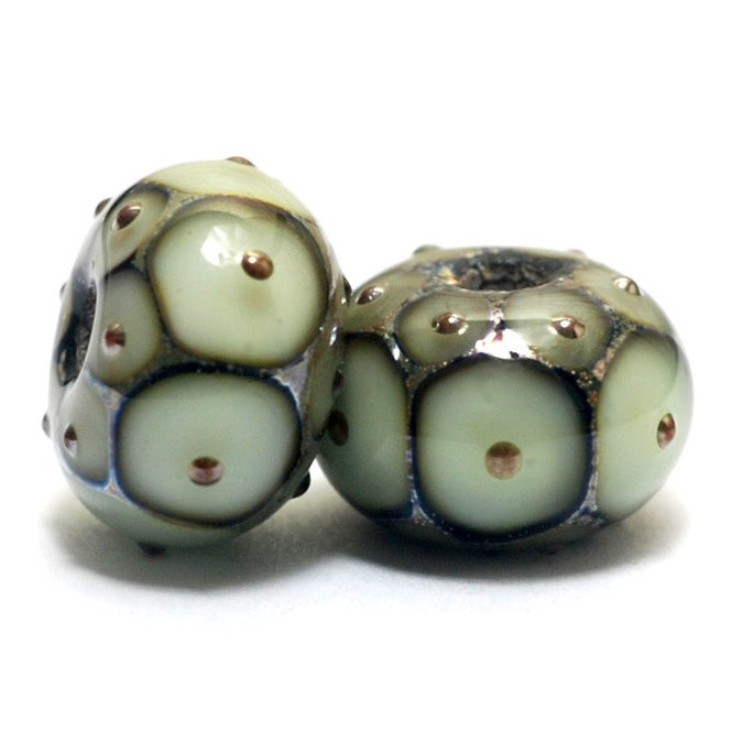 10504901 - Seven Moss Green w/Metal Dots Rondelle Beads
