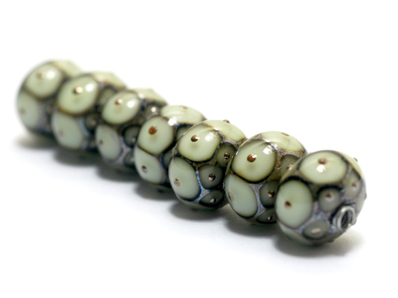 10504901 - Seven Moss Green w/Metal Dots Rondelle Beads