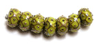 10505001 - Seven Pear Green w/Metal Dots Rondelle Beads