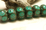 10505101 - Seven Ocean Green w/Metal Dots Rondelle Beads