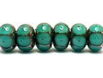 10505121 - Six Ocean Green w/Metal Dots Rondelle Beads