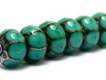 10505121 - Six Ocean Green w/Metal Dots Rondelle Beads