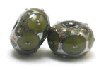 10505301 - Seven Pine Green w/Metal Dots Rondelle Beads