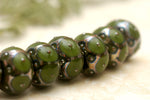 10505301 - Seven Pine Green w/Metal Dots Rondelle Beads