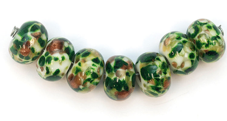 10505501 - Seven Jamaica Forest Rondelle Beads
