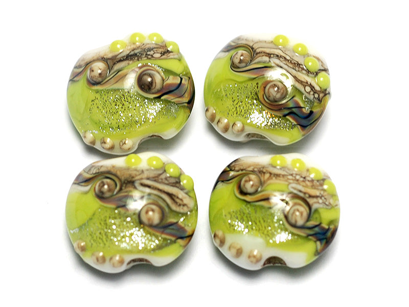 10505612 - Four Lime Stardust Lentil Beads