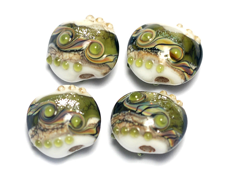 10505712 - Four Olive Stardust Lentil Beads
