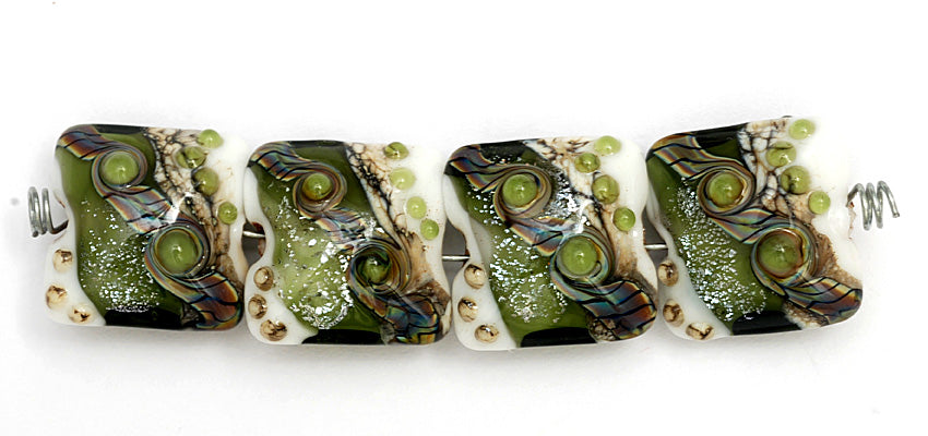 10505714 - Four Olive Stardust Pillow Beads