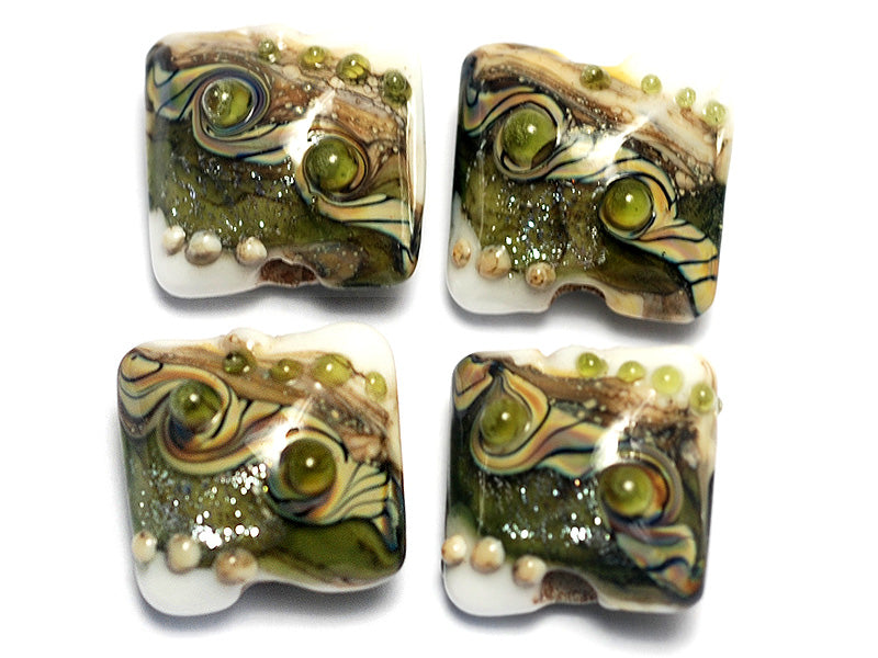 10505714 - Four Olive Stardust Pillow Beads