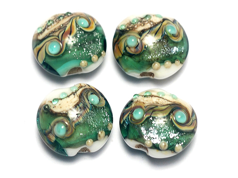 10505812 - Four Mint Stardust Lentil Beads