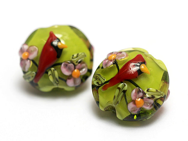 10506112 - Four Spring Red Cardinal Lentil Beads