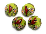 10506112 - Four Spring Red Cardinal Lentil Beads