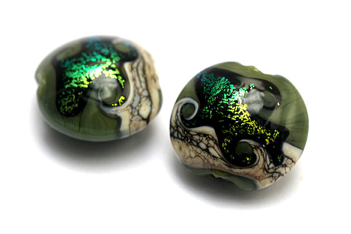 10506412 - Four Olivine Lentil Beads