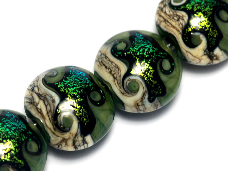 10506412 - Four Olivine Lentil Beads