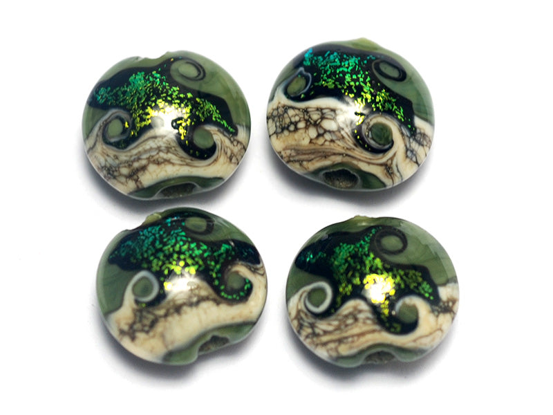 10506412 - Four Olivine Lentil Beads
