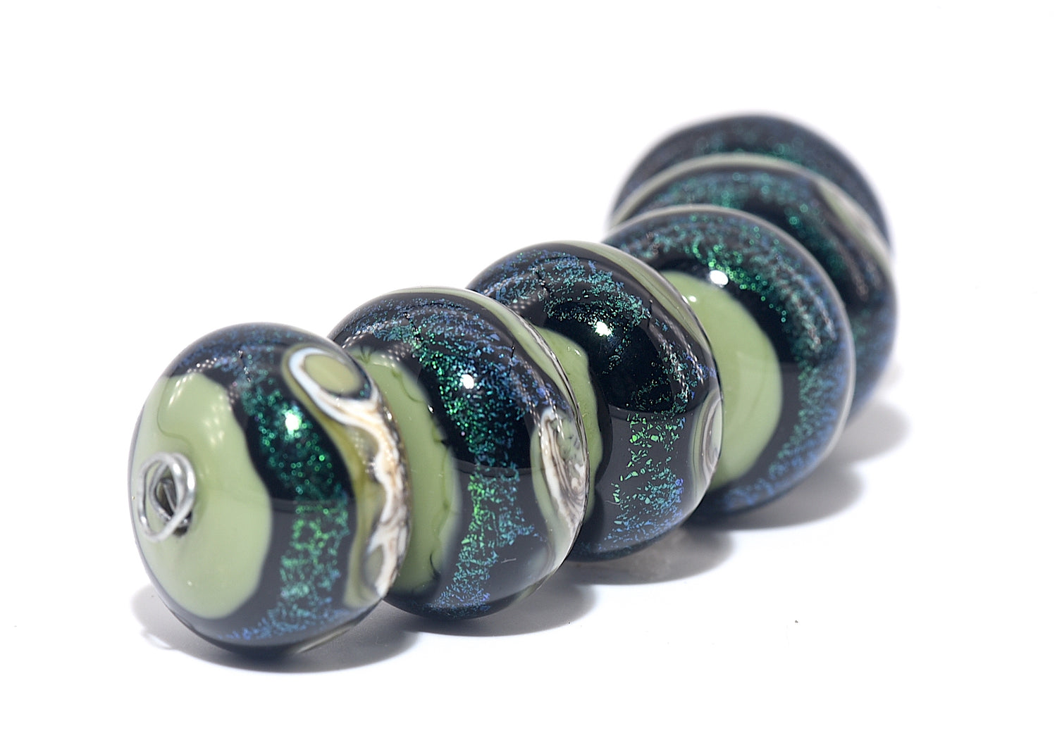 10506421 - Six Olivine Rondelle Beads