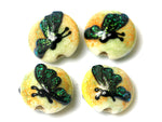 10507112 - Four Green Sparkle Garden Butterfly Lentil Beads