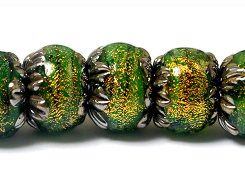 10507301 - Seven Herbal Garden Shimmer Rondelle Beads