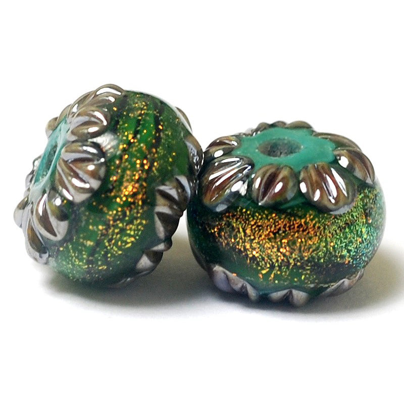 10507301 - Seven Herbal Garden Shimmer Rondelle Beads