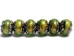 10507321 - Six Herbal Garden Shimmer Rondelle Beads