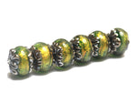 10507321 - Six Herbal Garden Shimmer Rondelle Beads