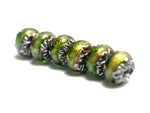 10507321 - Six Herbal Garden Shimmer Rondelle Beads