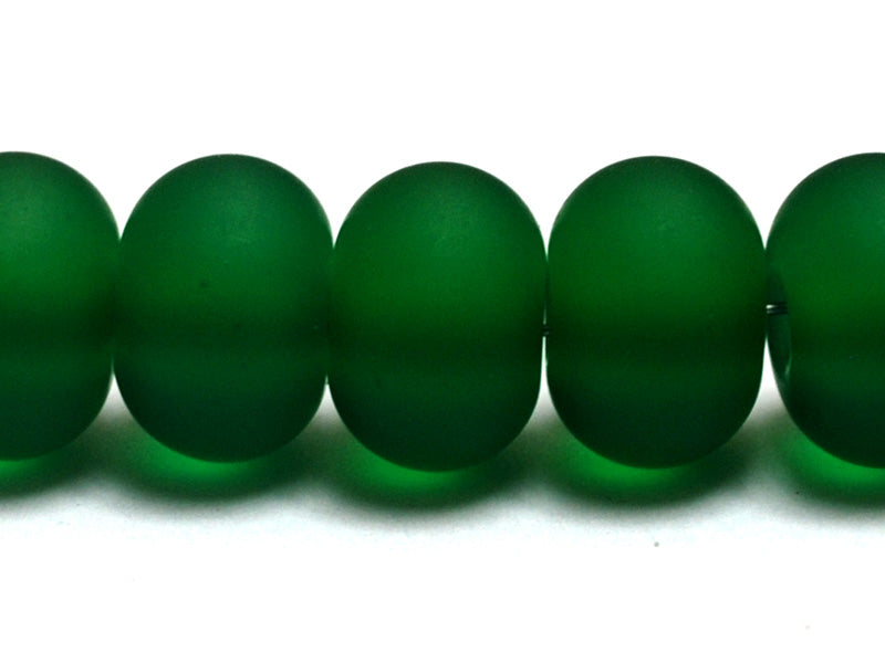 10507601 - Seven Green Matte Large Spacer Rondelle Beads