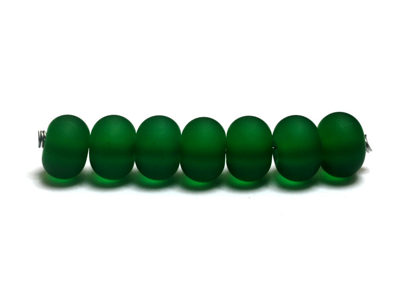 10507601 - Seven Green Matte Large Spacer Rondelle Beads