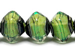 10507707- Five Spring Green Shimmer Crystal Shaped Beads