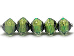 10507707- Five Spring Green Shimmer Crystal Shaped Beads