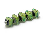 10507707- Five Spring Green Shimmer Crystal Shaped Beads