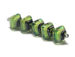 10507707- Five Spring Green Shimmer Crystal Shaped Beads