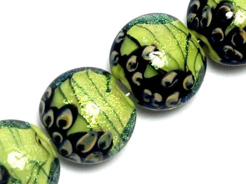 10507712- Four Spring Green Shimmer Lentil Beads