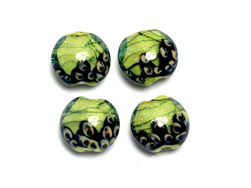 10507712- Four Spring Green Shimmer Lentil Beads