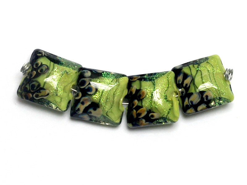 10507714 - Four Spring Green Shimmer Pillow Beads