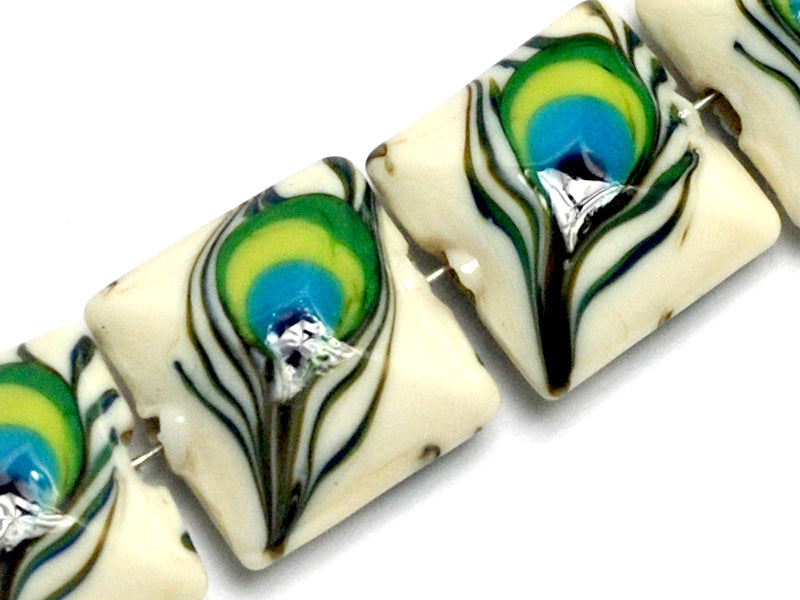 10508014 - Four Peacock Feather Pillow Beads