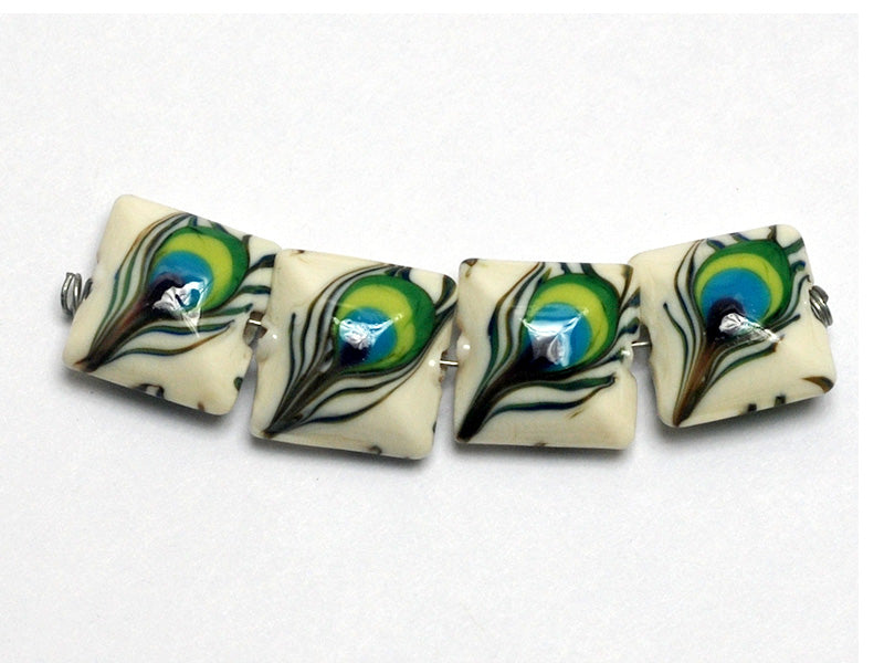 10508014 - Four Peacock Feather Pillow Beads