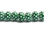 10508101 - Seven Polka Dots on Green Rondelle Beads