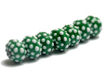 10508101 - Seven Polka Dots on Green Rondelle Beads